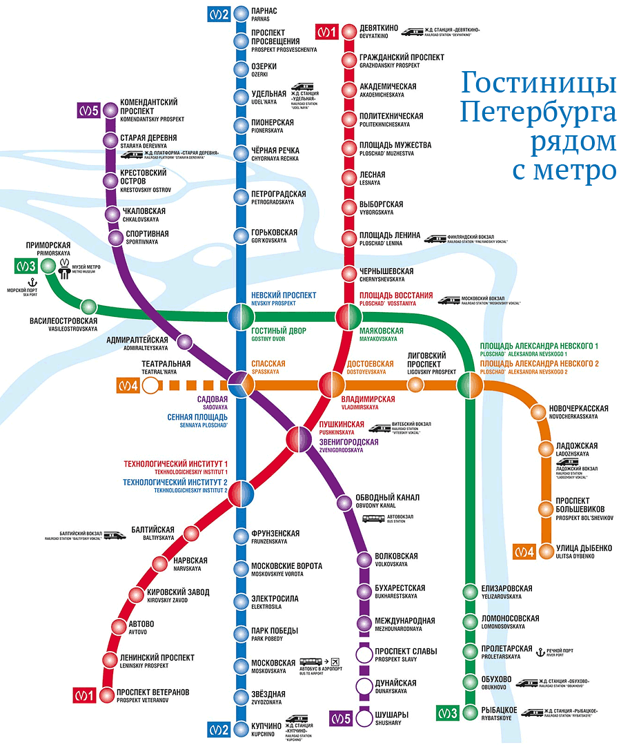Гостиницы Санкт-Петербурга по станциям метро
